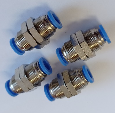 Pneumatic bulkhead fitting PMM08 PU: 10 pc